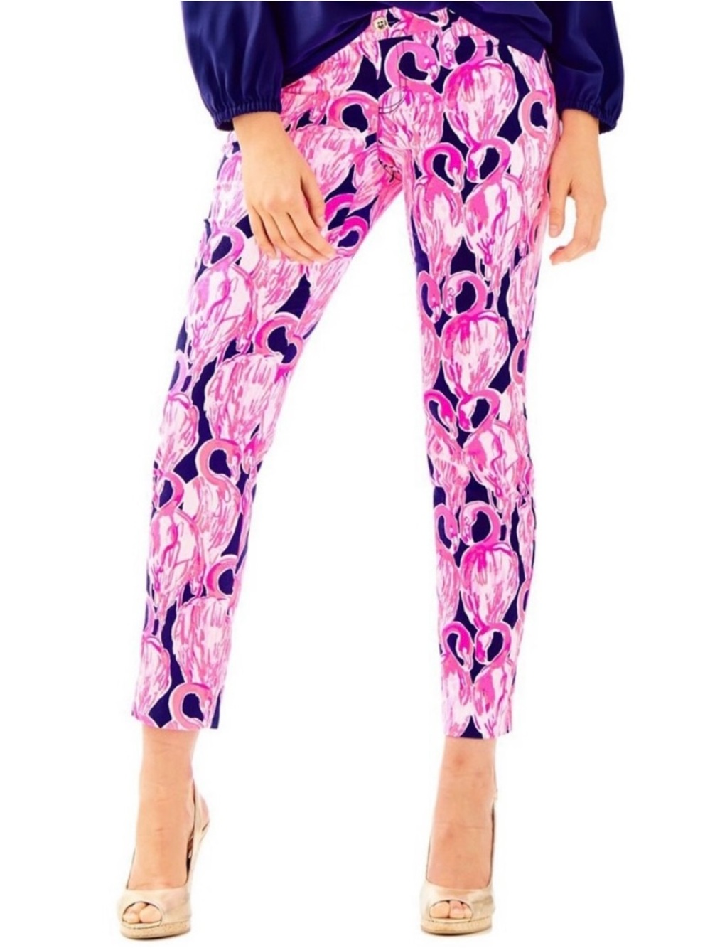 Lilly Pulitzer Kelly Skinny Ankle Pant in High Tide Navy Via Amor Print Size 8